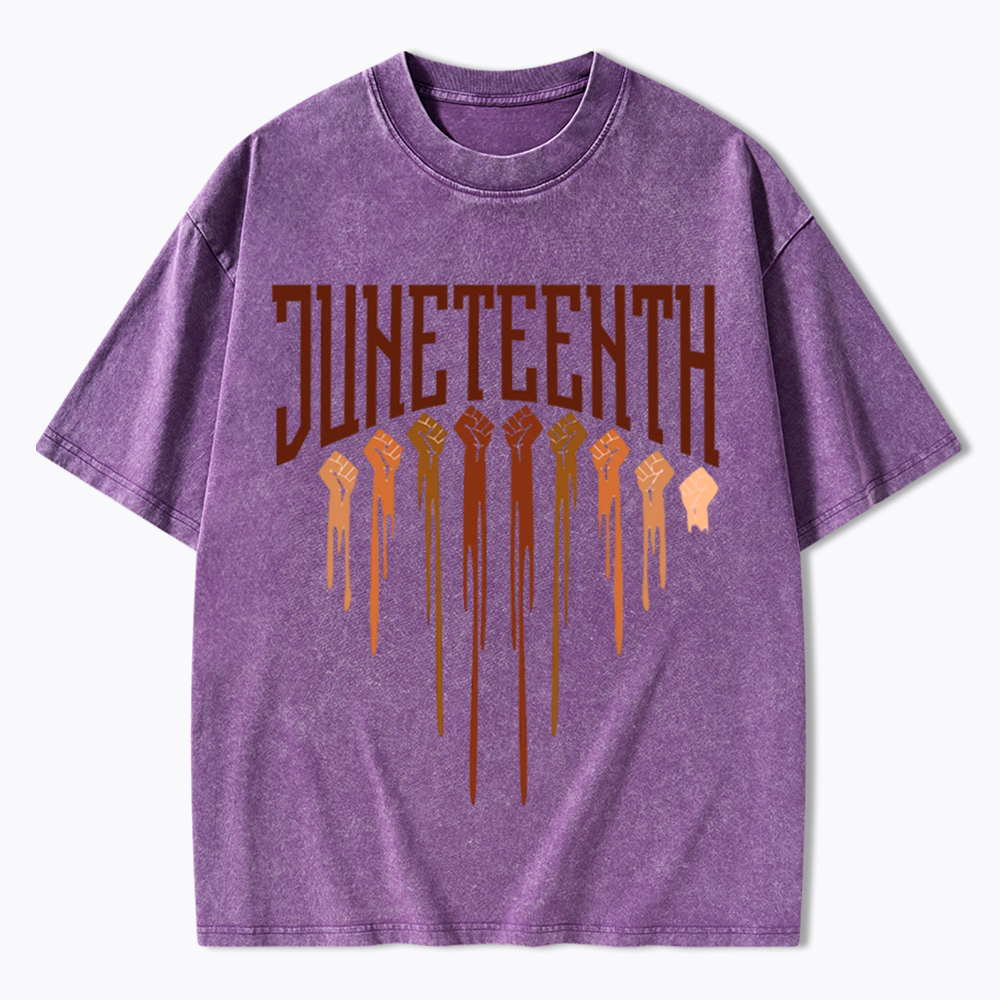 Different Races Skin Juneteenth Washed T-Shirt