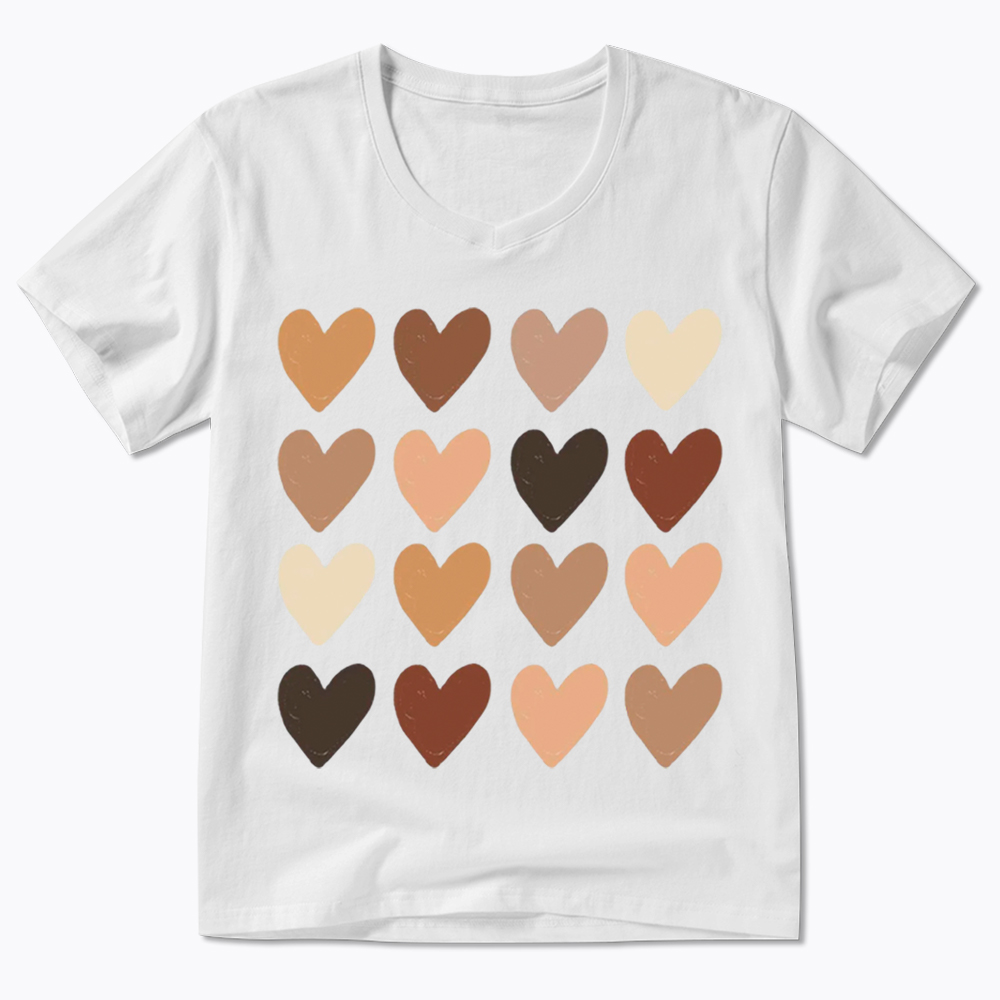 Skin Tone Hearts Racial Equality V-Neck Classic T-Shirt