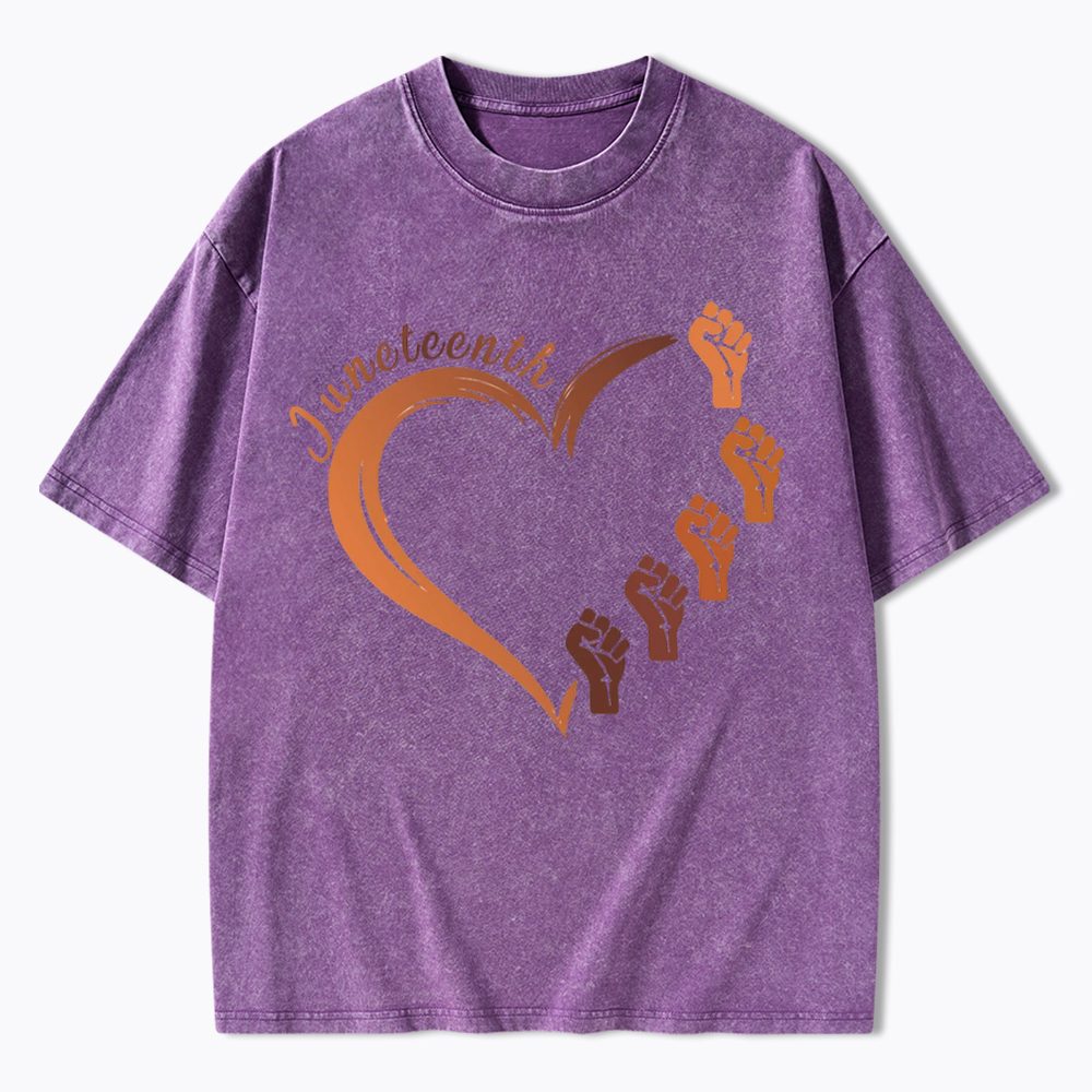 Juneteenth Heart Black Pride Washed T-Shirt