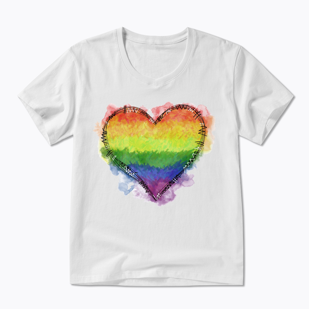 Rainbow Heart V-Neck Classic T-Shirt