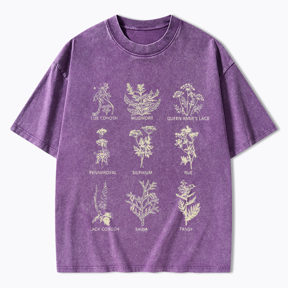 My Body My Choice Abortion Plant Herbs Washed T-Shirt