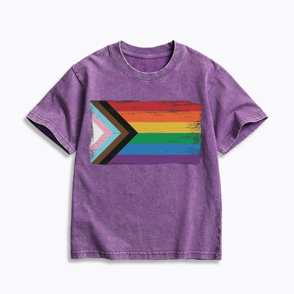 Progress Pride Flag Kids Washed T-Shirt