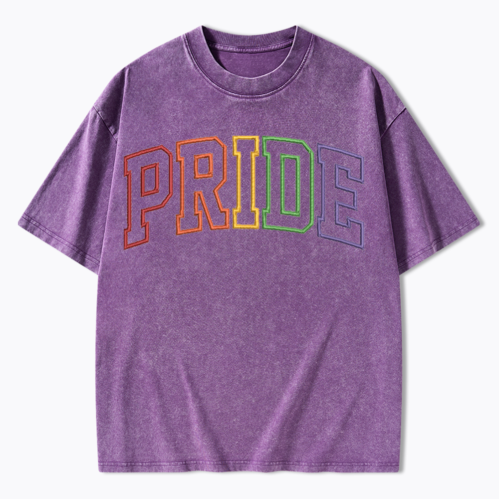 Embroidered Pride Washed T-Shirt