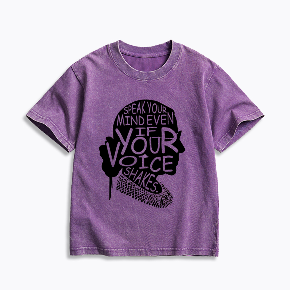 RBG Speak Your Mind Even Even If Your Voice Shakes Kids Washed T-Shirt