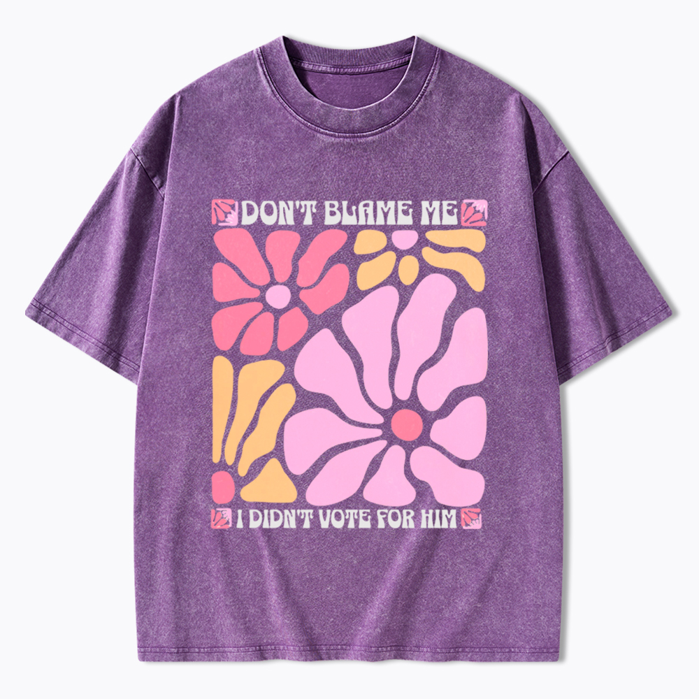 I Didn't Vote For Him Wildflowers Washed T-Shirt