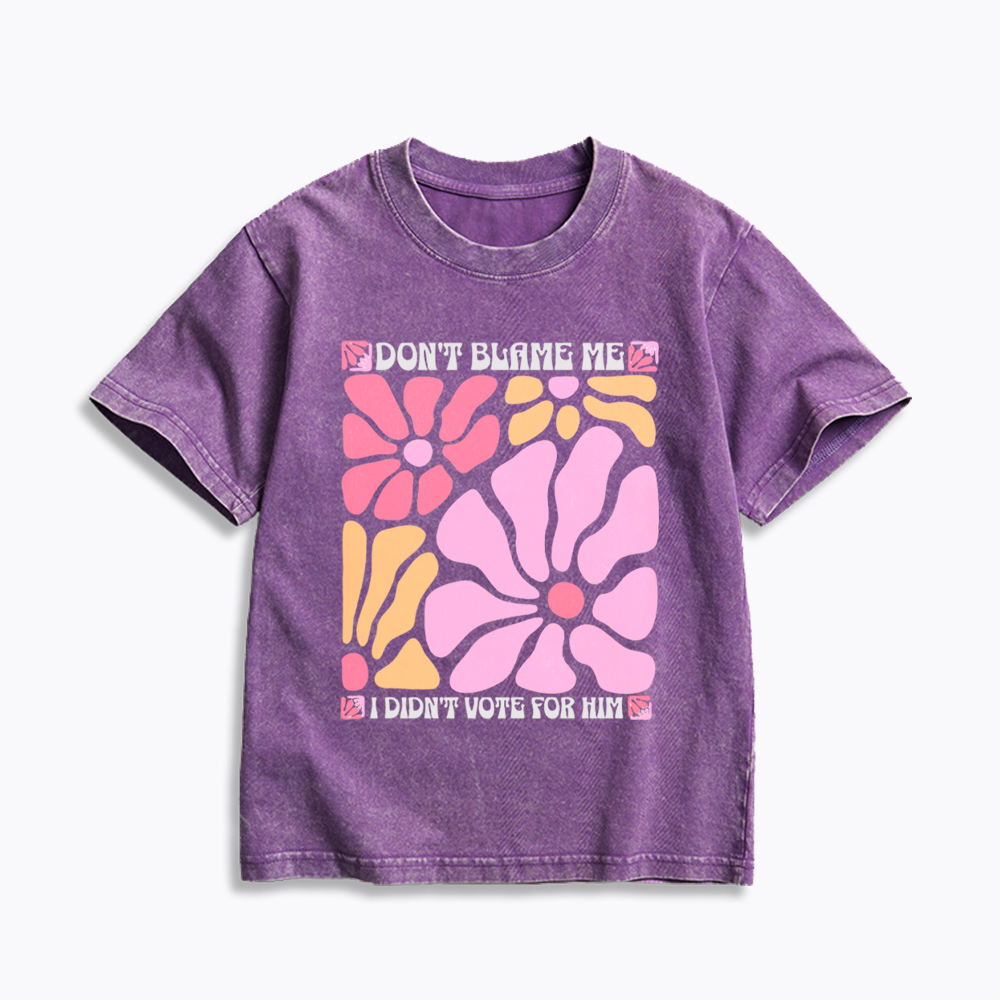 I Didn't Vote For Him Wildflowers Kids Washed T-Shirt