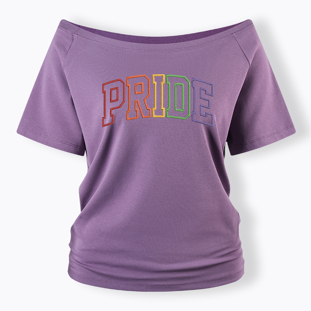 Embroidered Pride Off Shoulder T-shirt