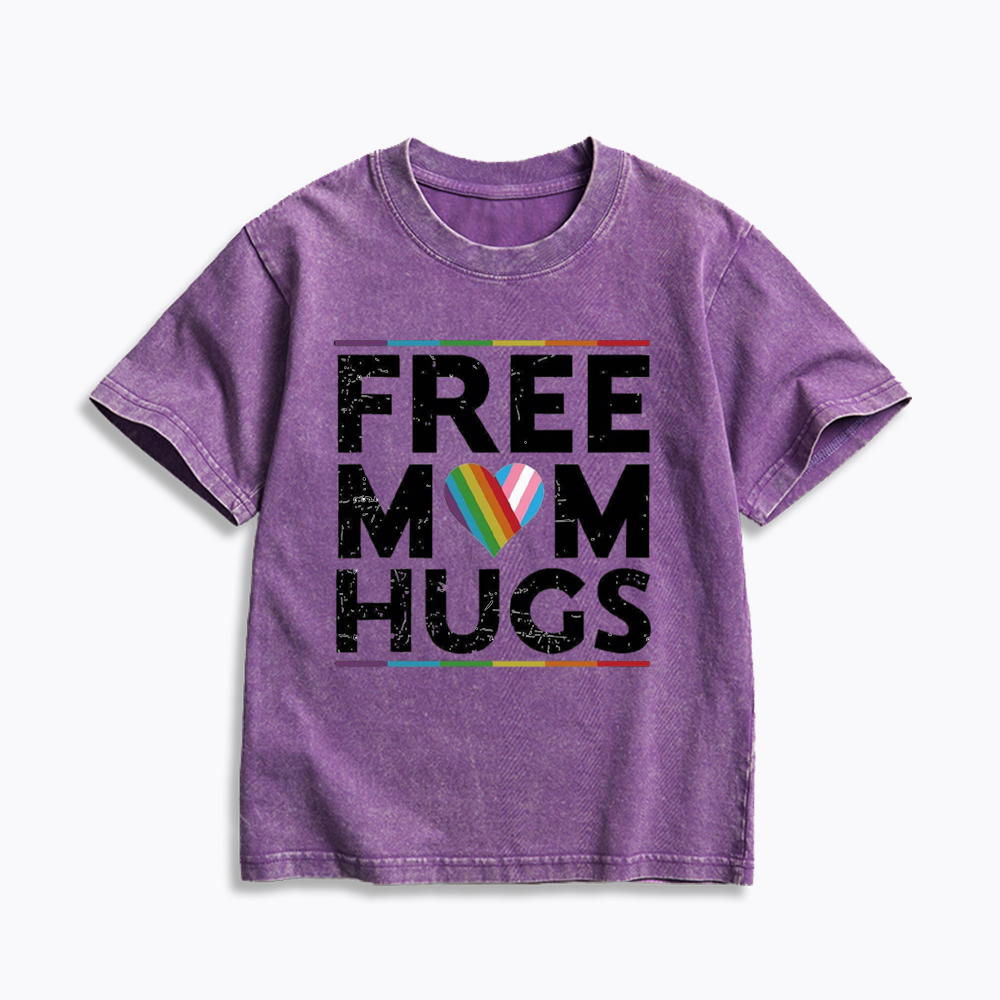 Free Mom Hugs Kids Washed T-Shirt 