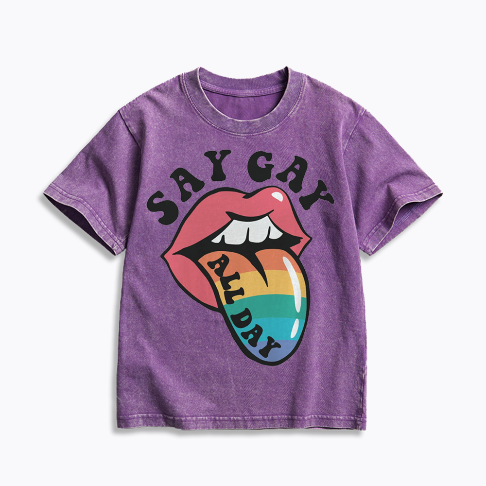 Cute Pride Kids Washed T-Shirt 