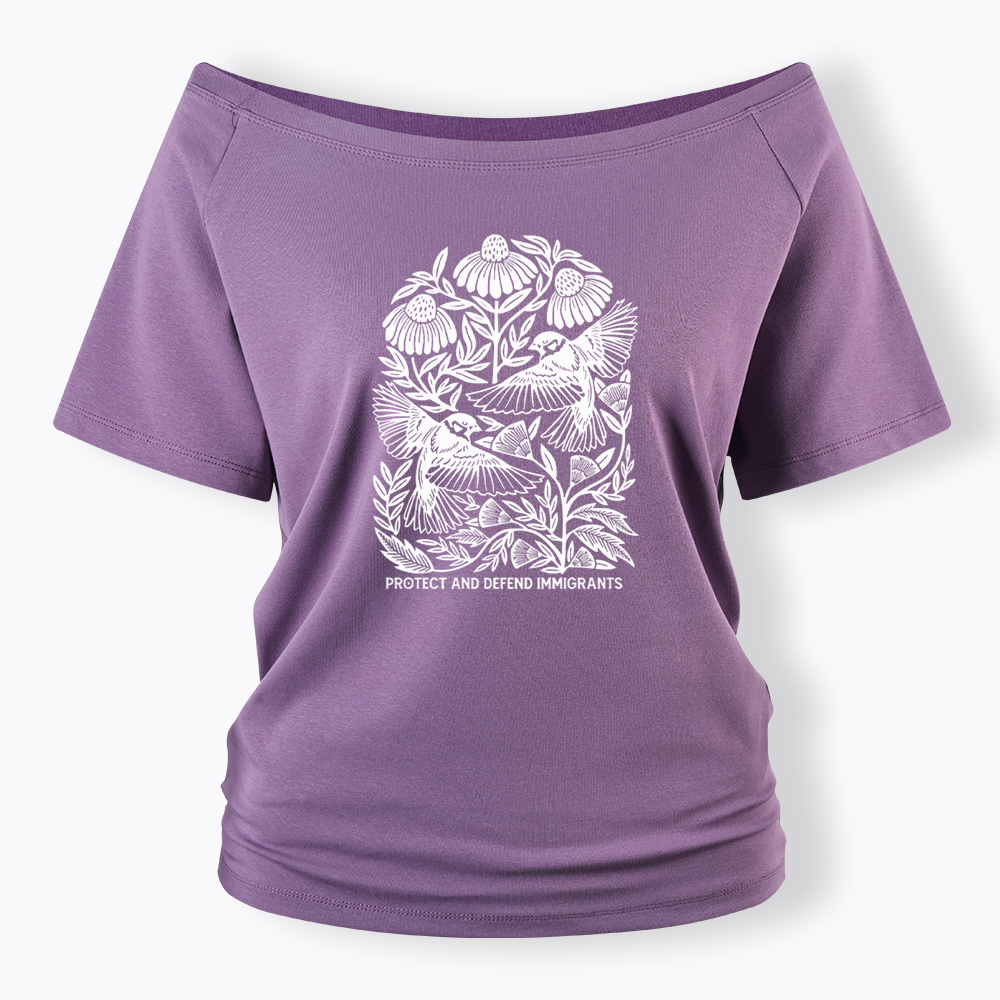 Protect and Defend Immigrants Off Shoulder T-shirts