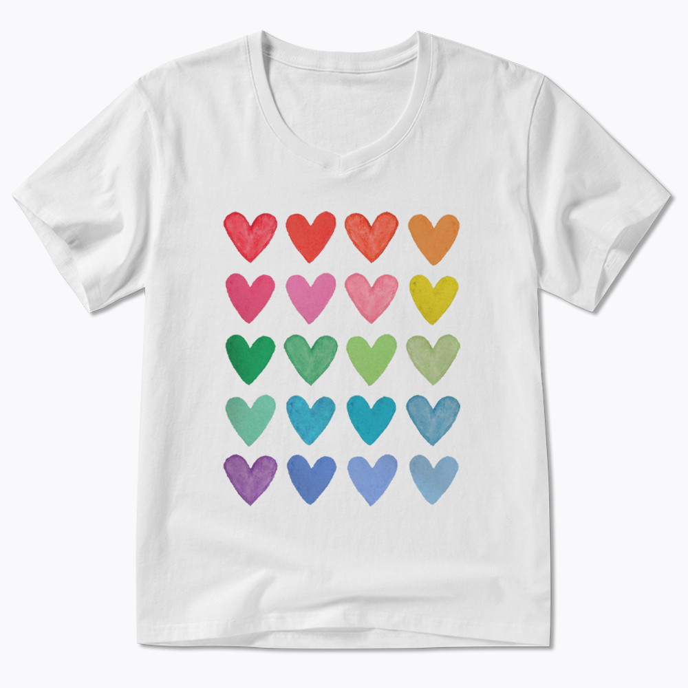 Rainbow Hearts V-Neck Classic T-Shirt