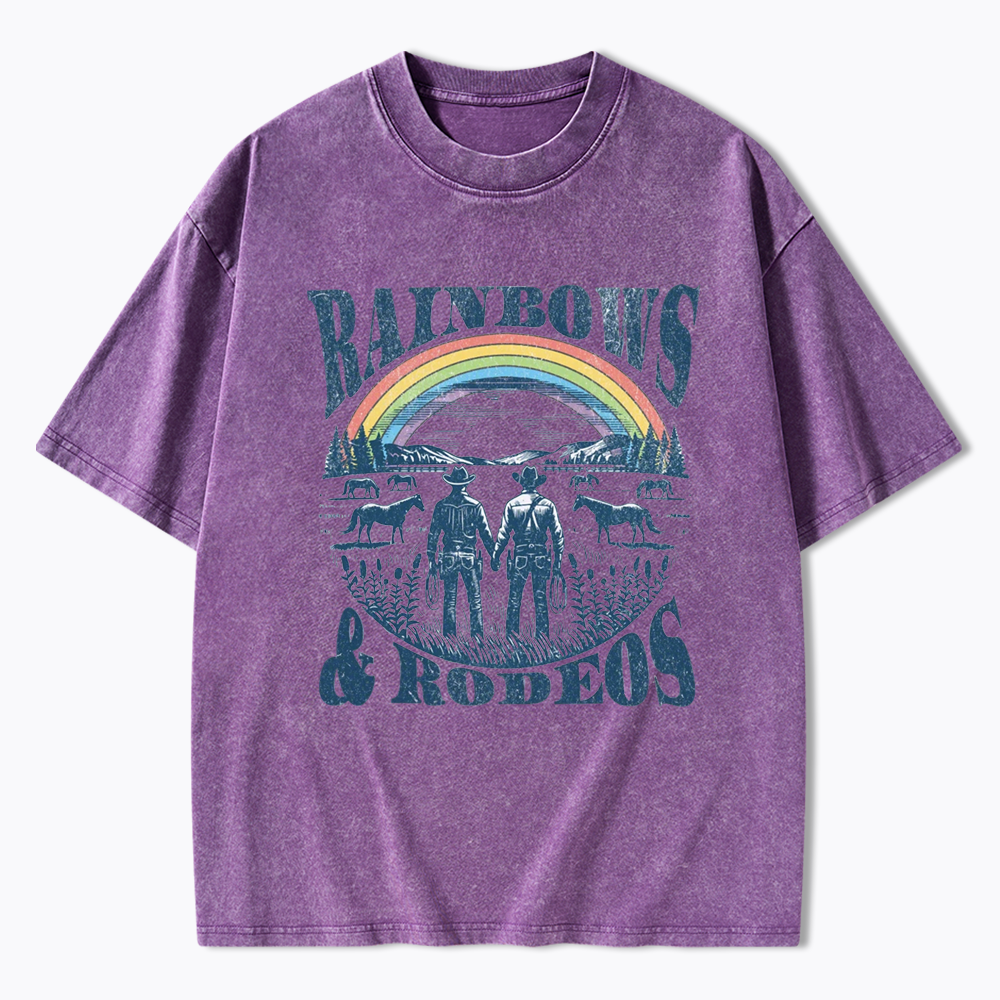 Rainbows Rodeo Washed T-Shirt