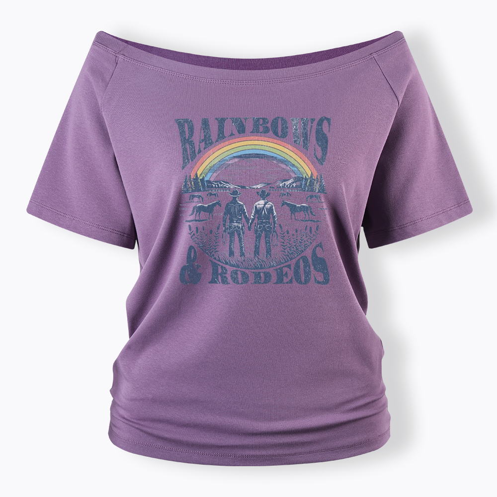 Rainbows Rodeo Off Shoulder T-shirt