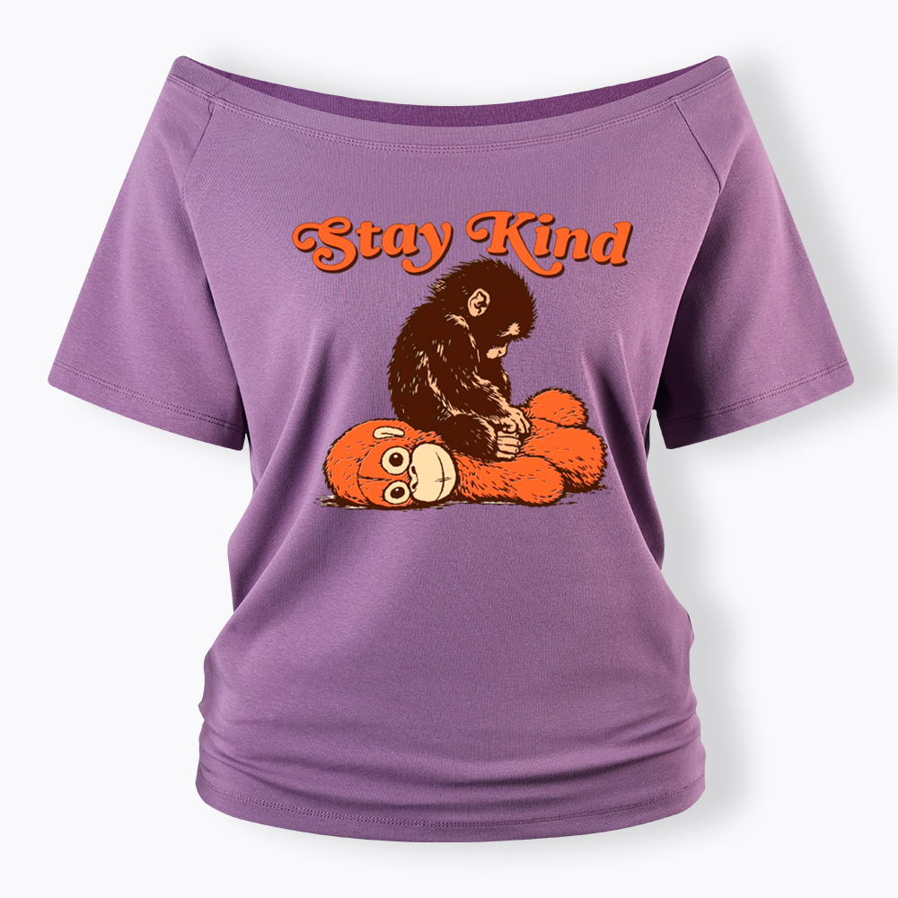 Punch Monkey Stay Kind Off Shoulder T-Shirt
