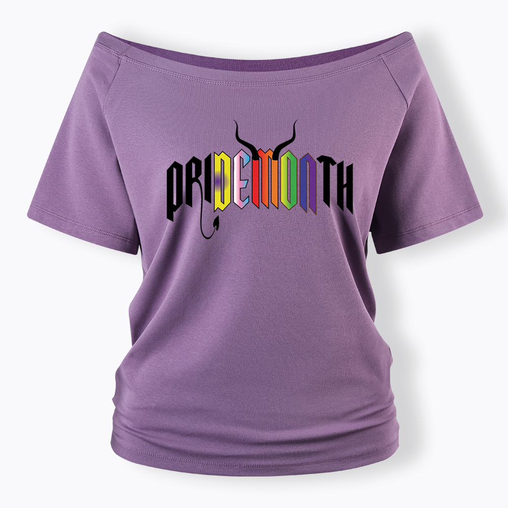 Pridemonth Demon Vibes Rainbow  Off Shoulder T-shirt