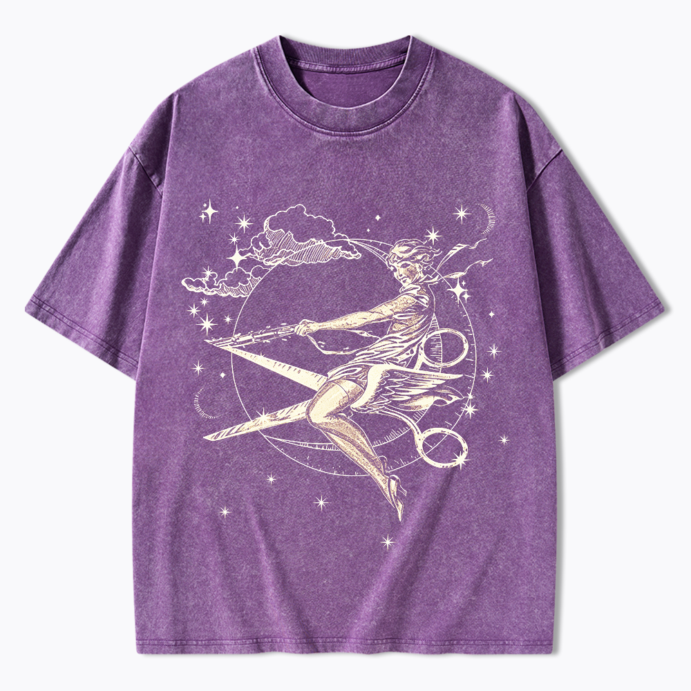 Scissors Witch Lesbian Washed T-Shirt