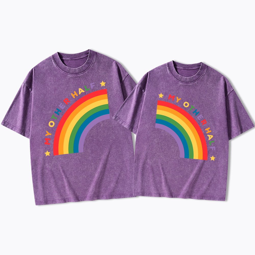 Pride Couple Matching Lesbian Washed T-Shirt