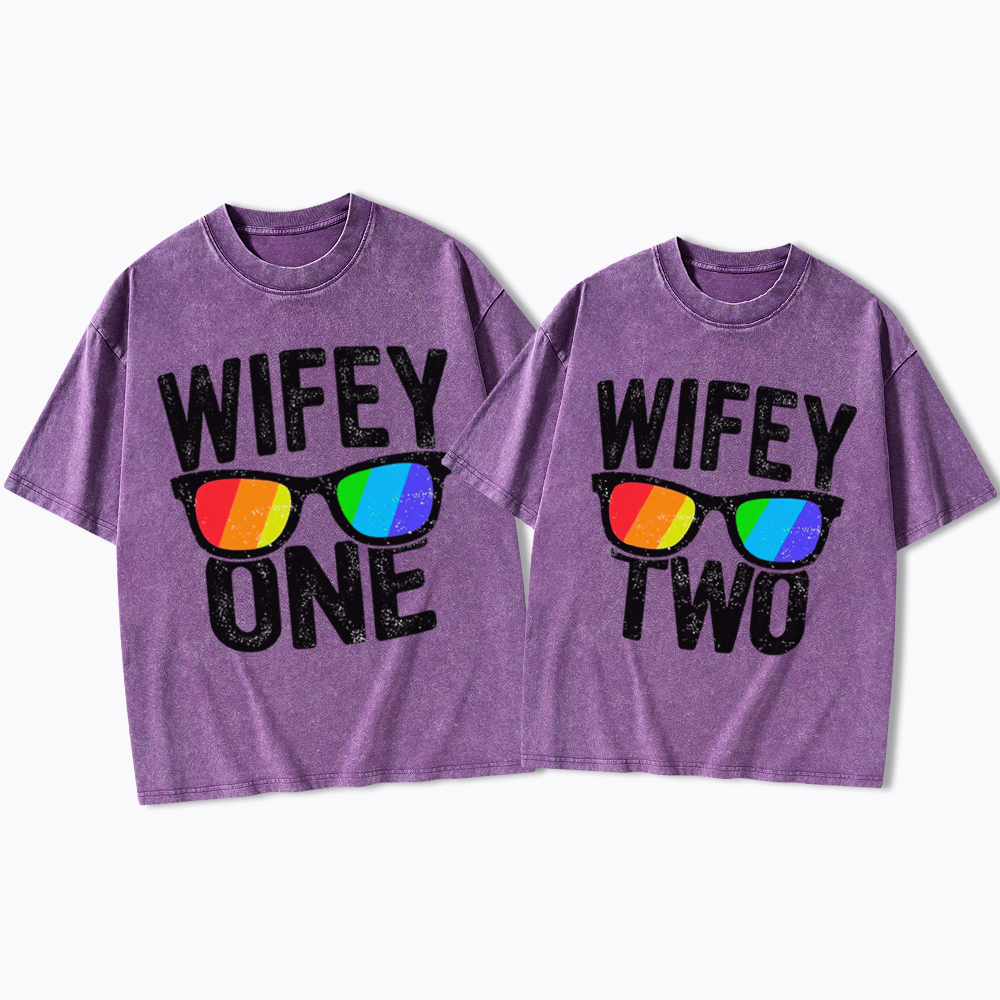 Lesbian Wife Two Wives Washed T-Shirt