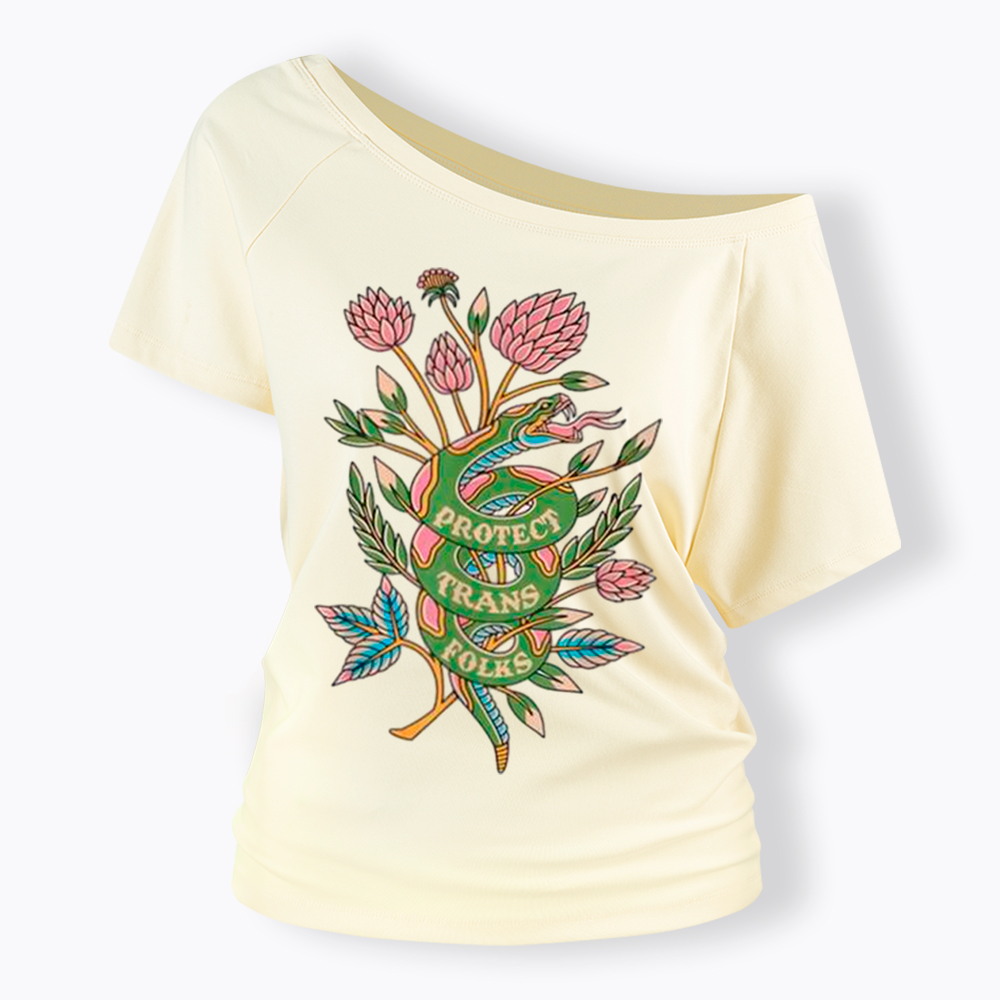 Protect Trans Folks Off Shoulder T-shirt