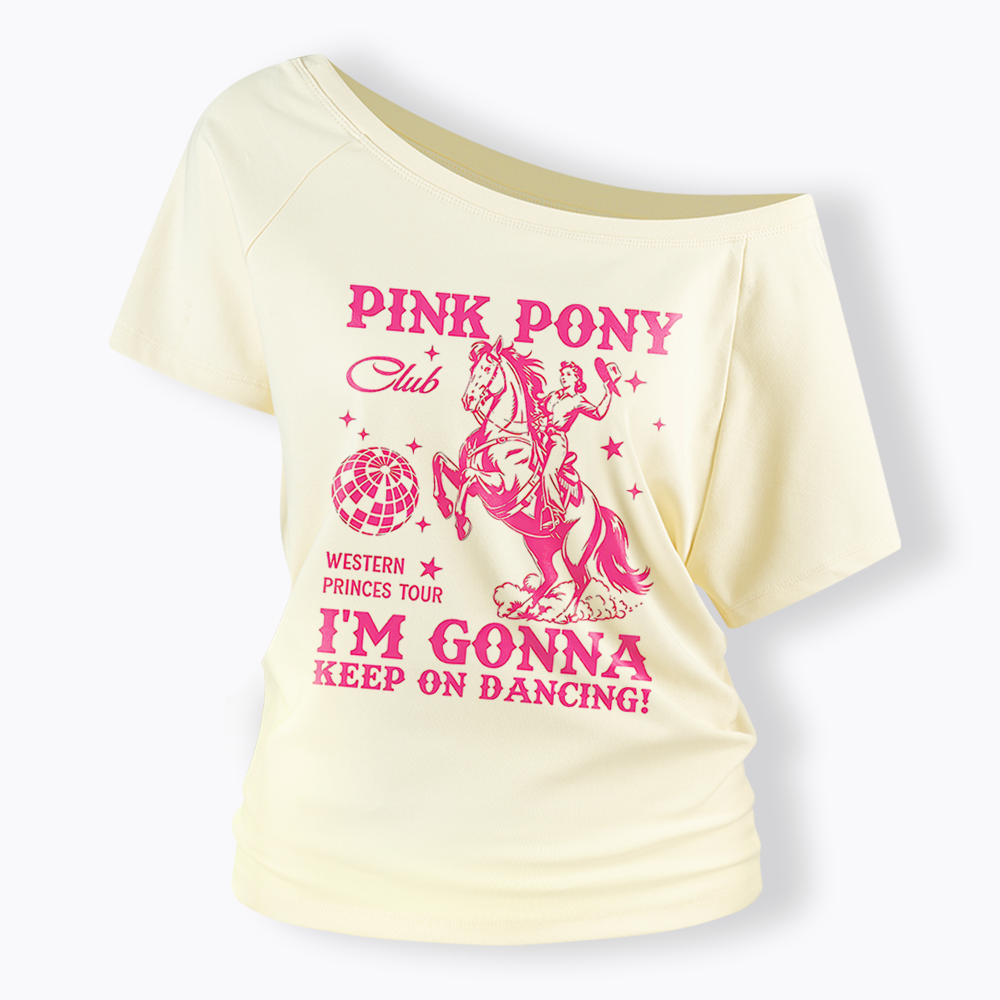 Pink Pony Club Off Shoulder T-shirt