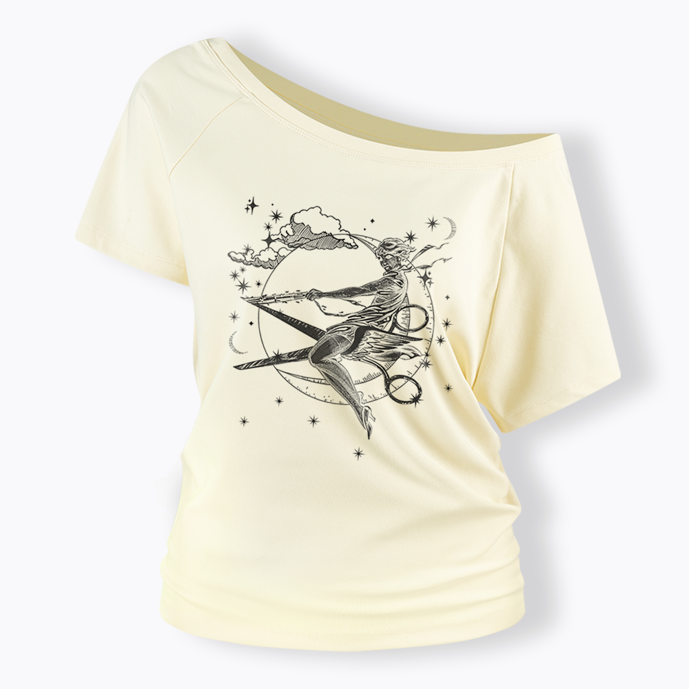 Scissors Witch Lesbian Off Shoulder T-shirt