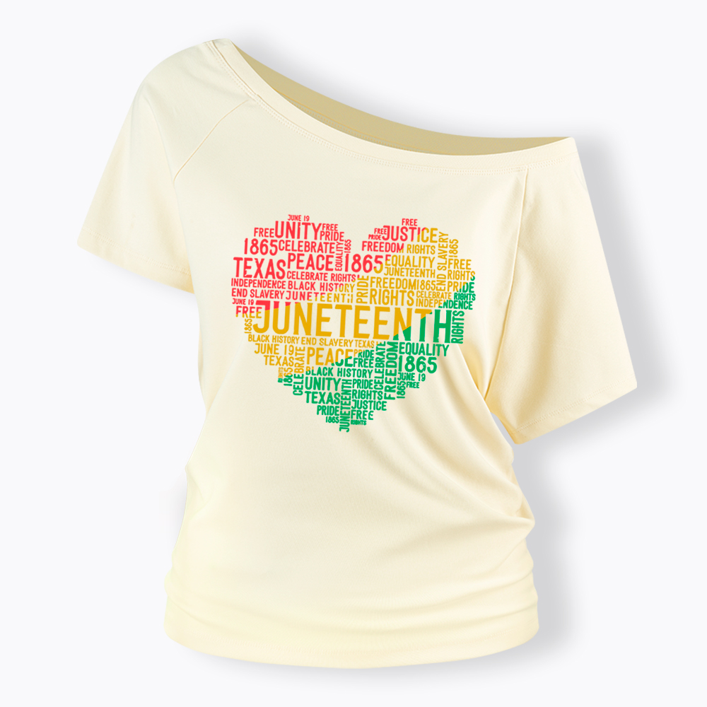 Juneteenth Heart Black History Off Shoulder T-shirt
