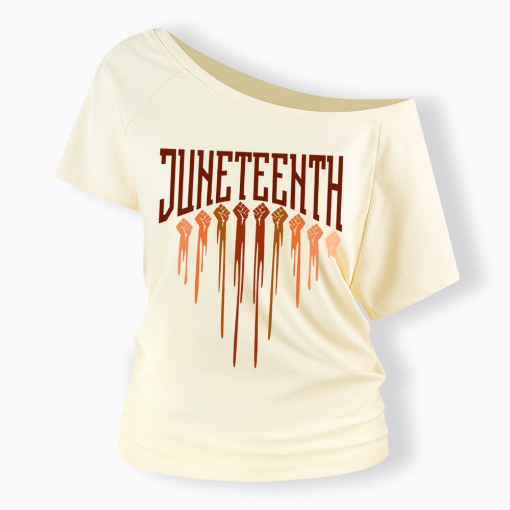 Different Races Skin Juneteenth Off Shoulder T-shirt