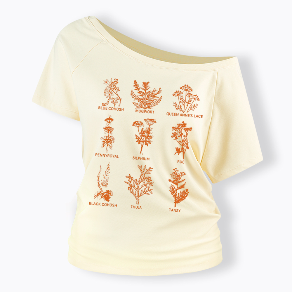 My Body My Choice Abortion Plant Herbs Off Shoulder T-shirt