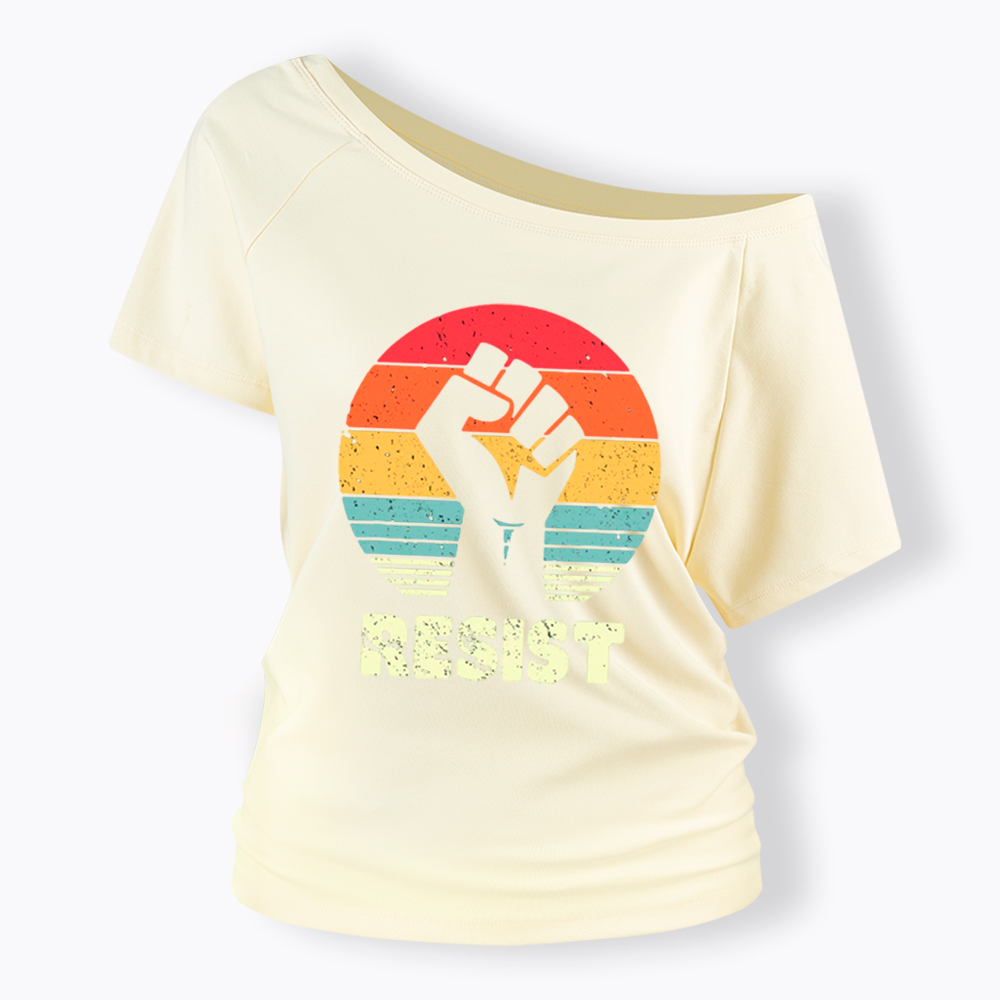 Resist Fist Off Shoulder T-shirt