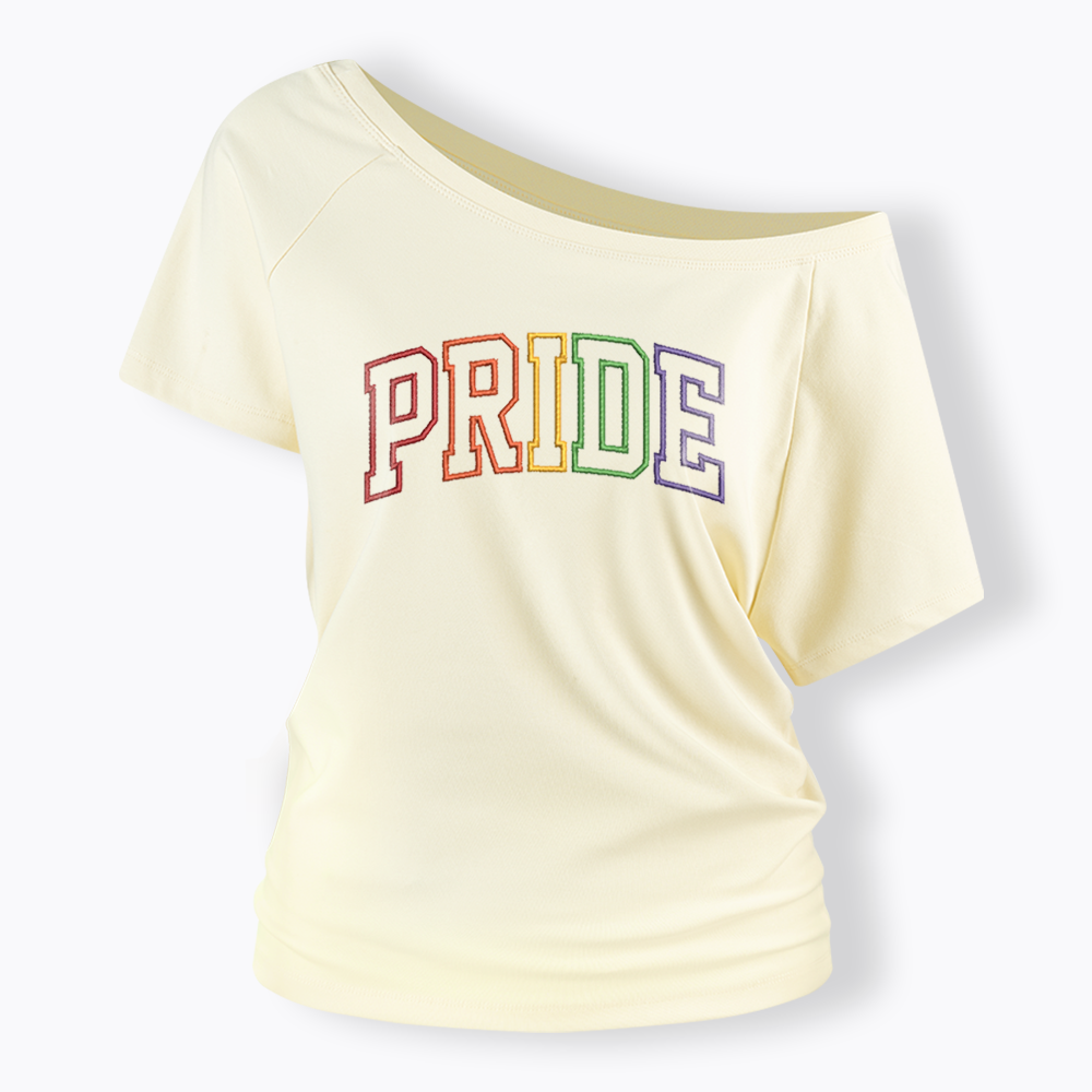 Embroidered Pride Off Shoulder T-shirt