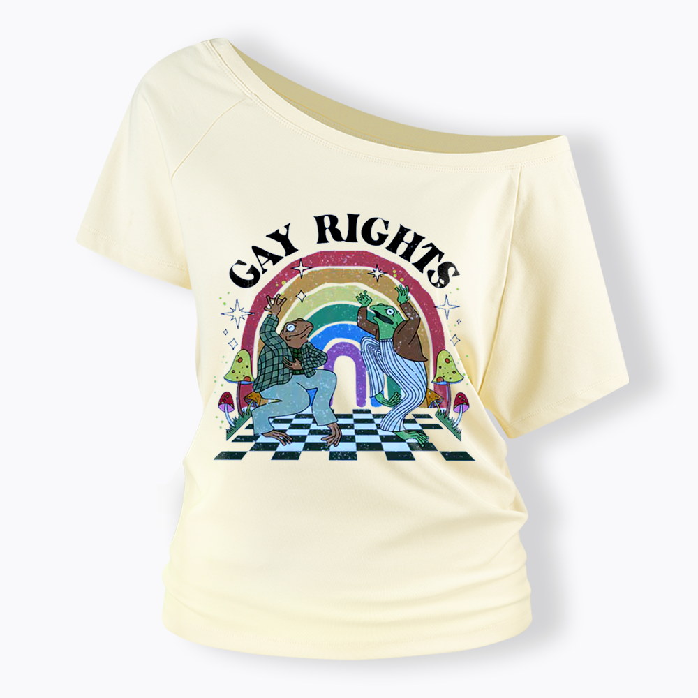 Pride Flag Off Shoulder T-shirt