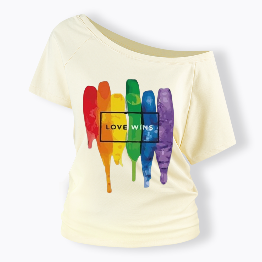 Love Wins Off Shoulder T-shirt