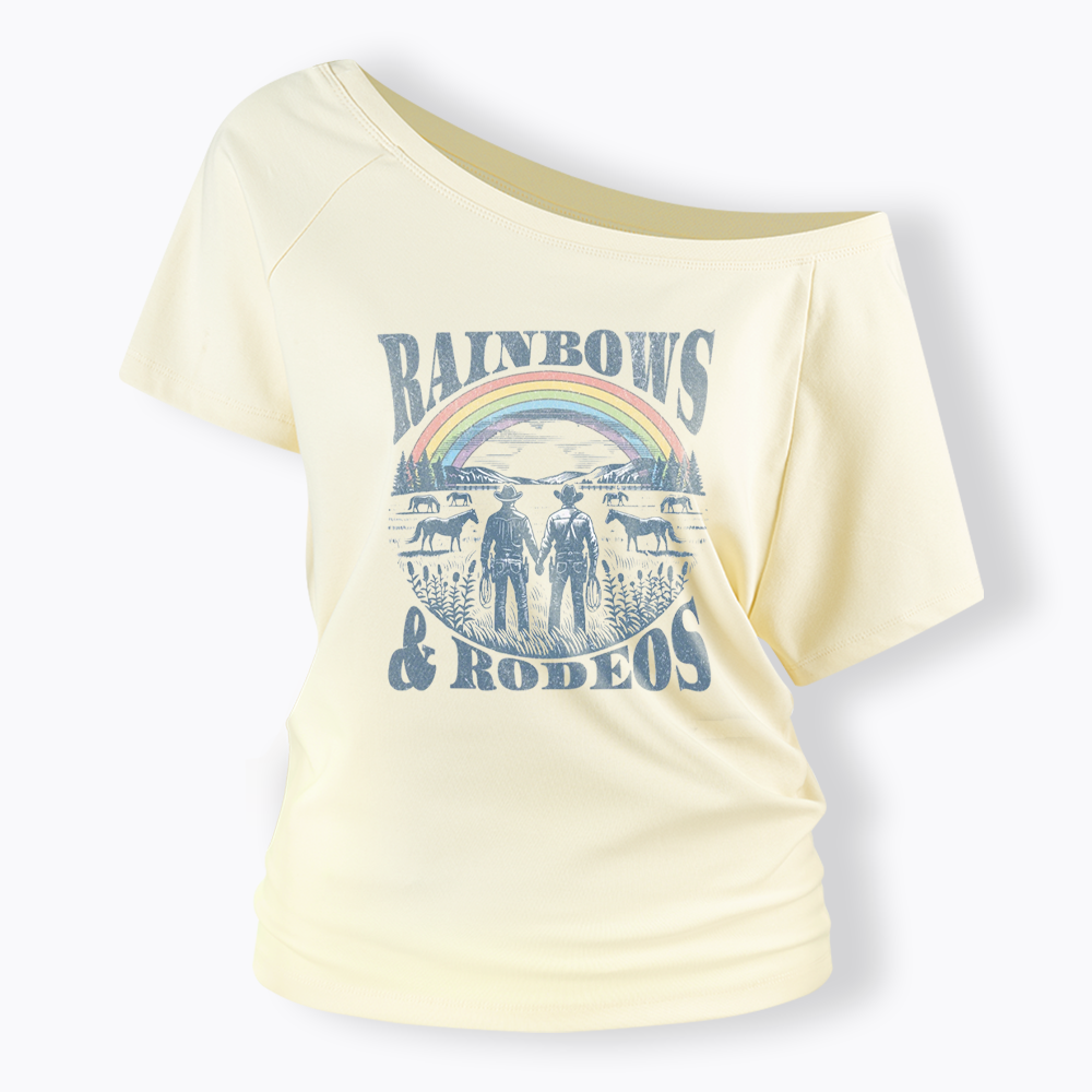 Rainbows Rodeo Off Shoulder T-shirt