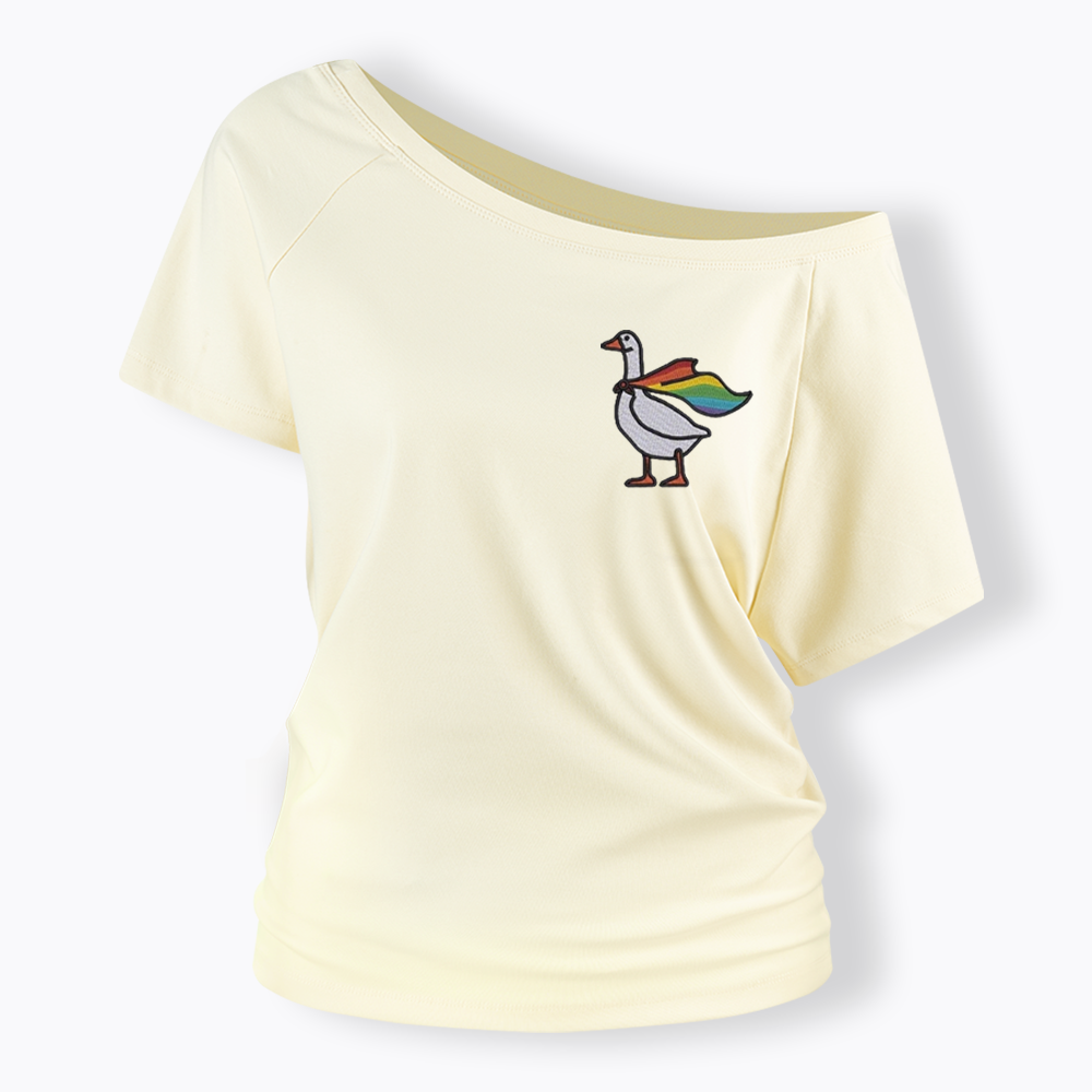 Rainbow Goose LGBTQ Off Shoulder T-shirt