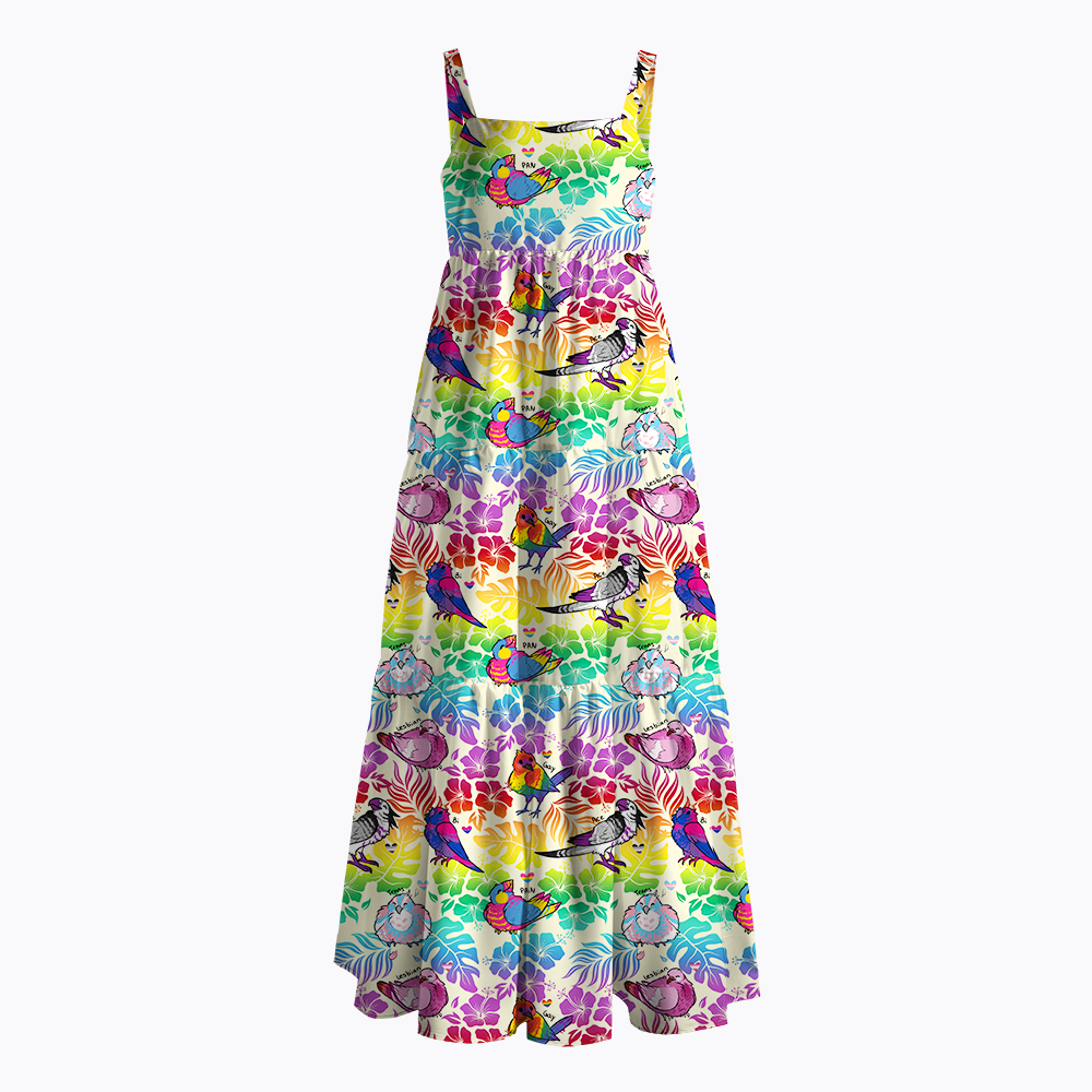 Hibiscus Happy Pride Month with Pride Birds Maxi Dress