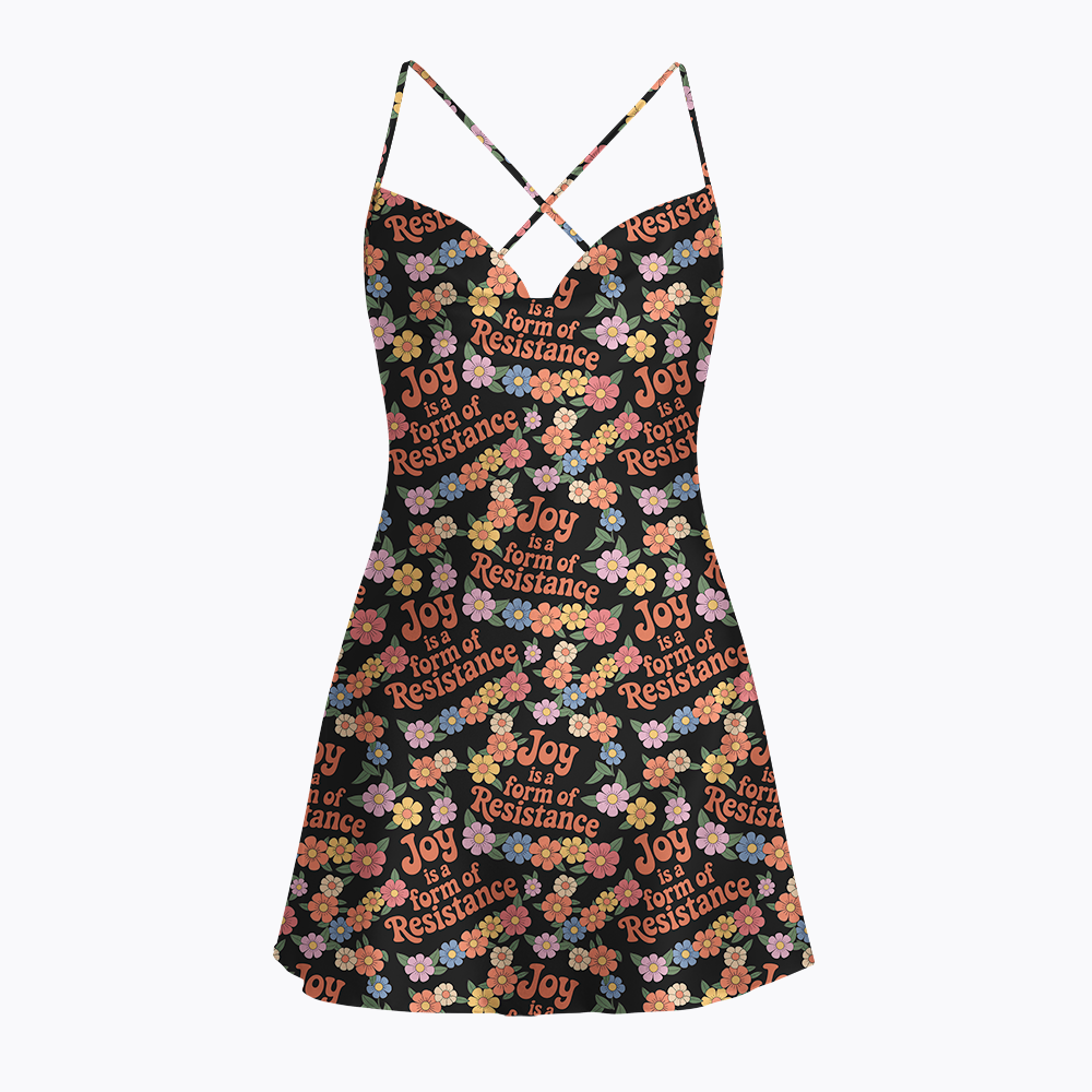 Joy Is a Form of Resistance Satin Cross Back Mini Dresses