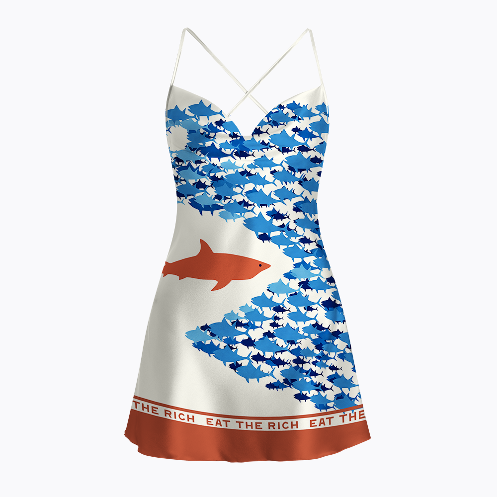Eat the Rich Satin Cross Back Mini Dresses