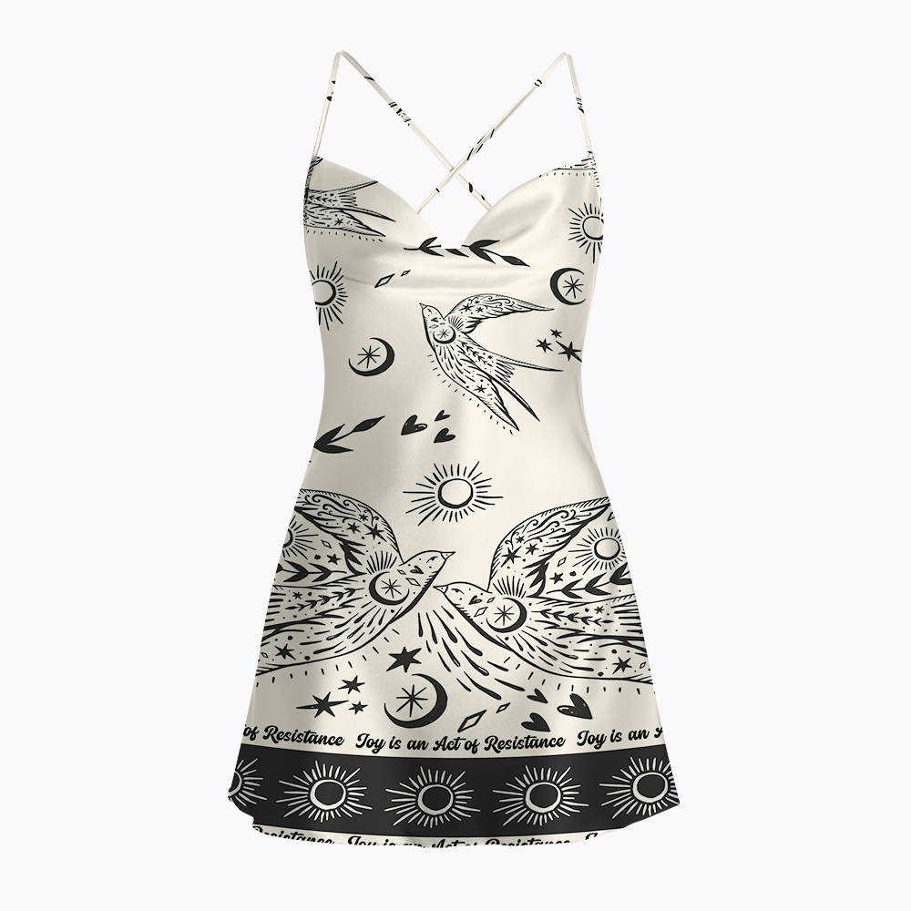 Joy is an Act of Resistance Satin Cross Back Mini Dresses