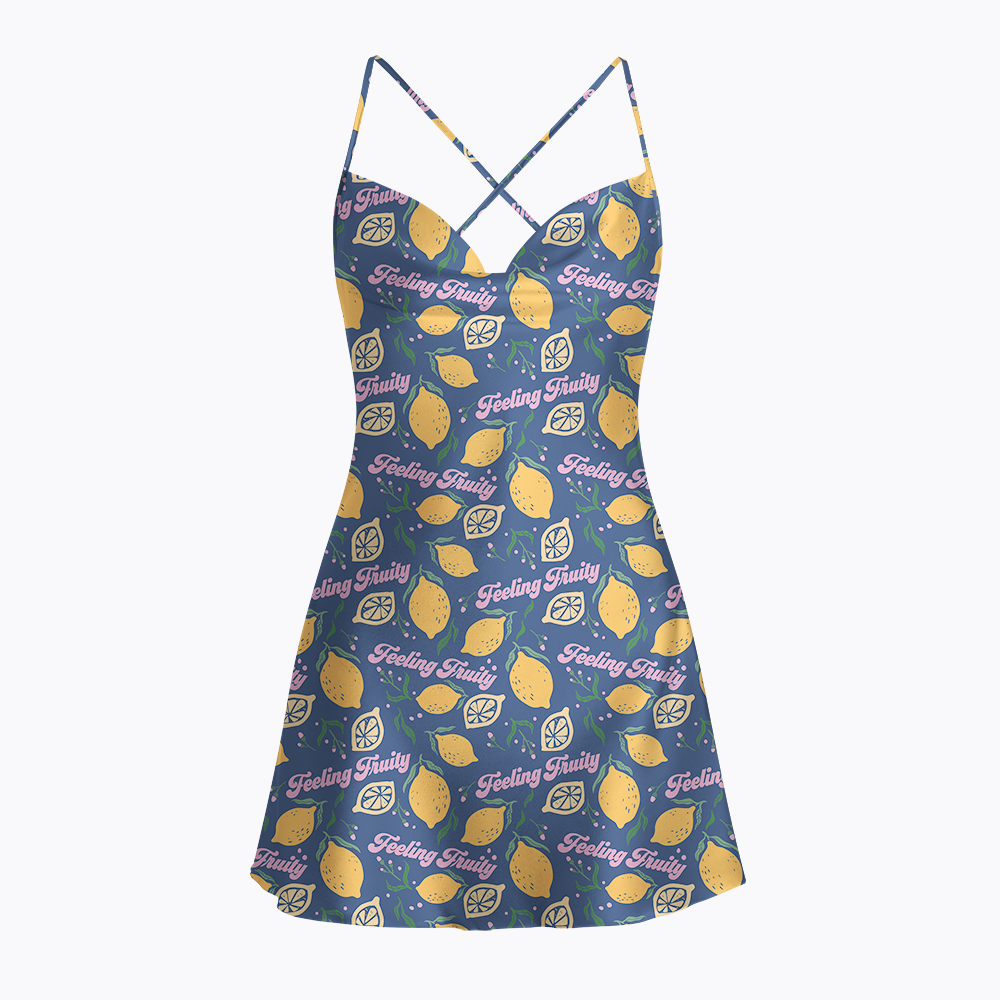 Feeling Fruity Satin Cross Back Mini Dresses