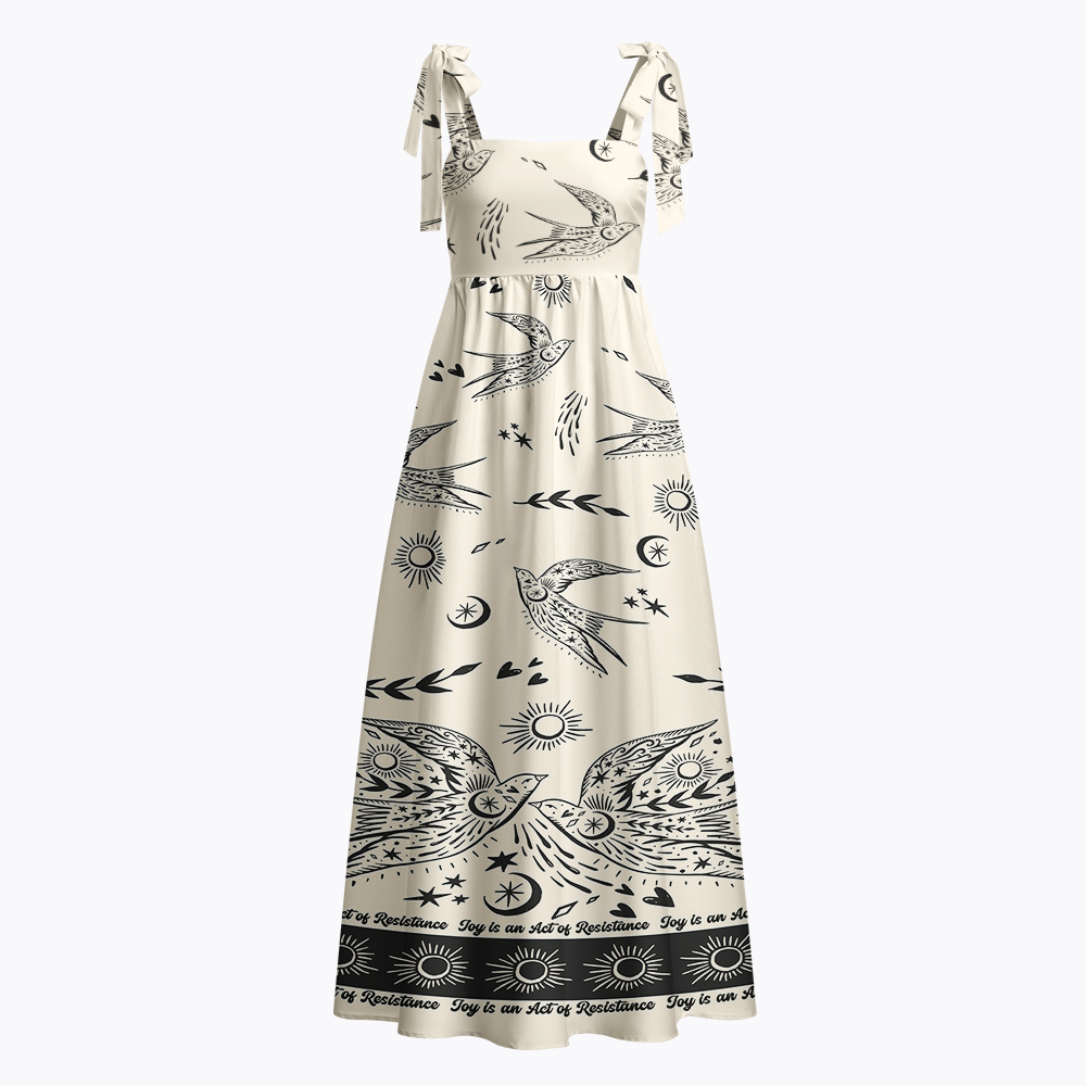 Joy is an Act of Resistance Tie Shoulder Maxi Dress