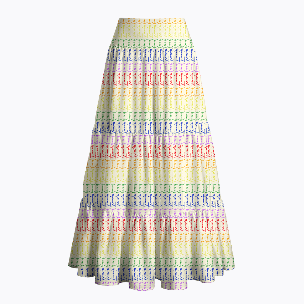 Rainbow Pattern Maxi Skirt