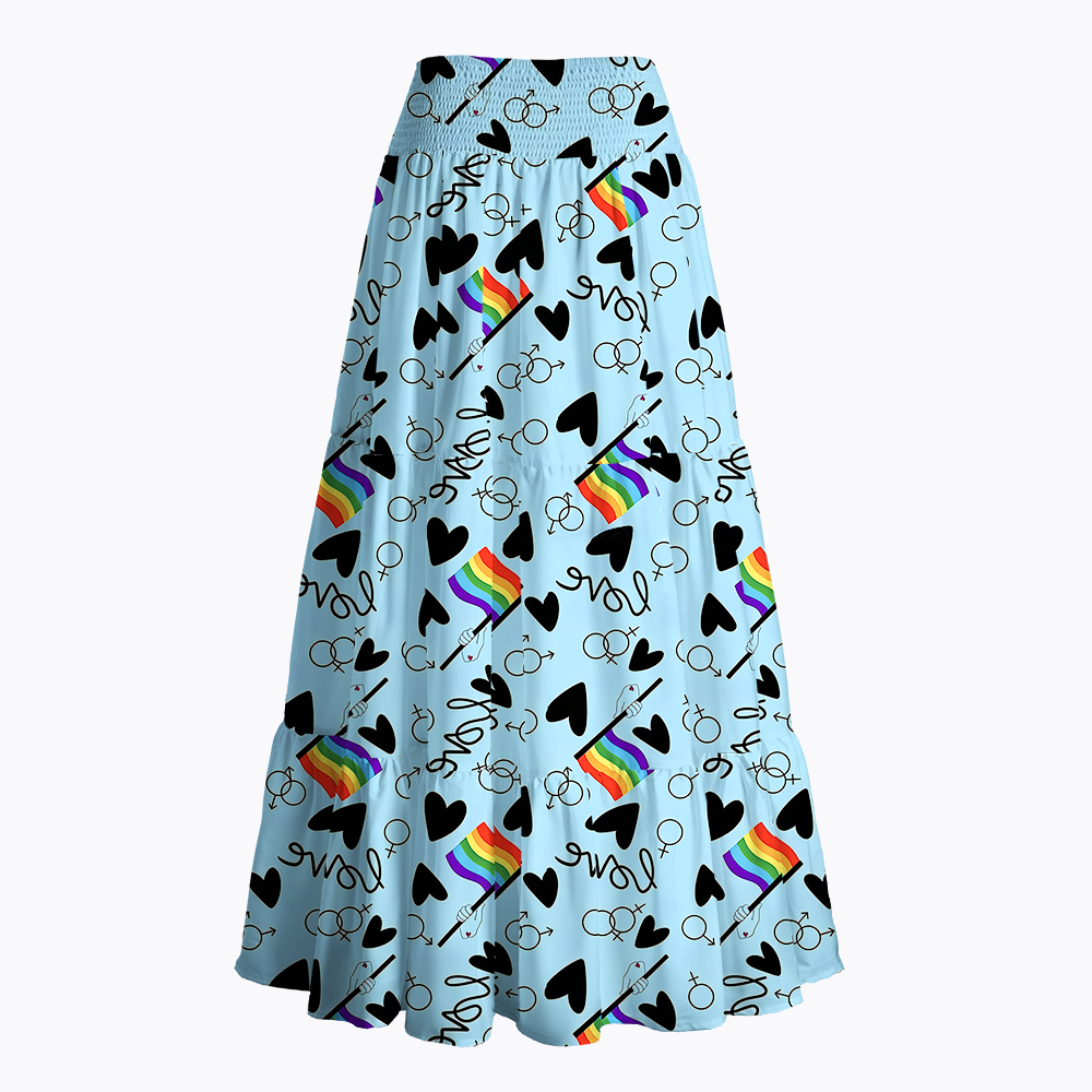 Rainbow Flag & Heart LGBTQ+ Maxi Skirt