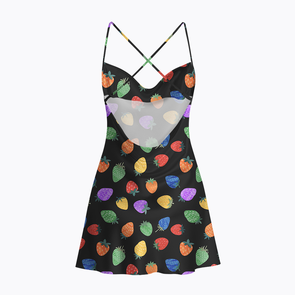 Strawberry Trans Rights Satin Cross Back Mini Dresses