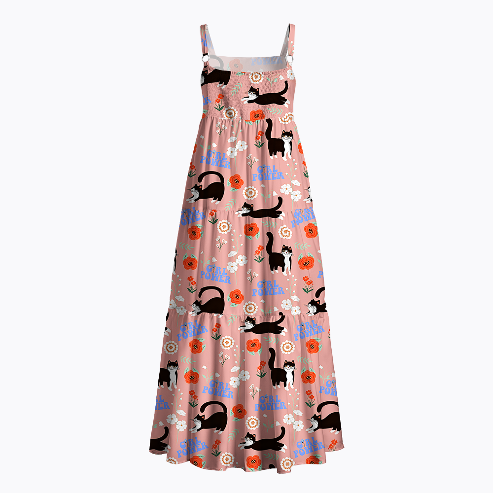 Girl Power Black Cat Maxi Dress