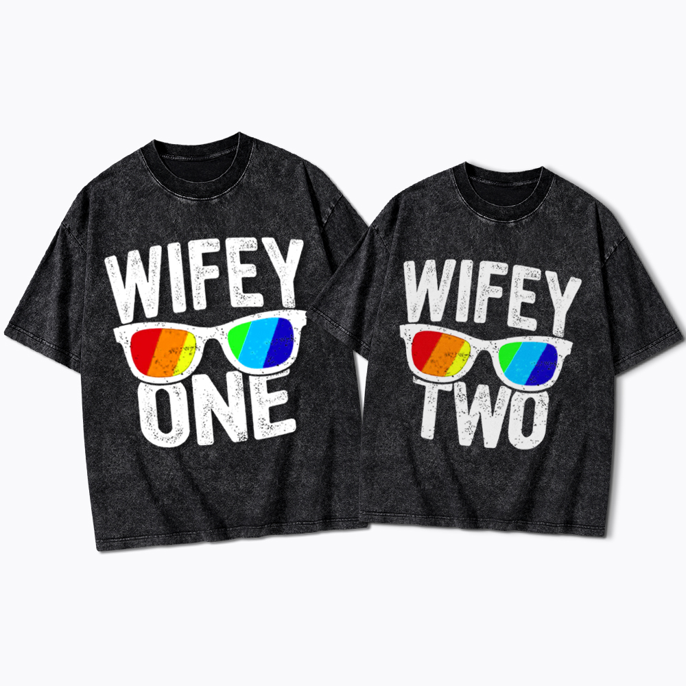 Lesbian Wife Two Wives Washed T-Shirt