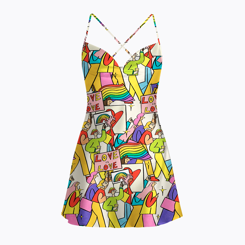Love is Love Satin Cross Back Mini Dresses