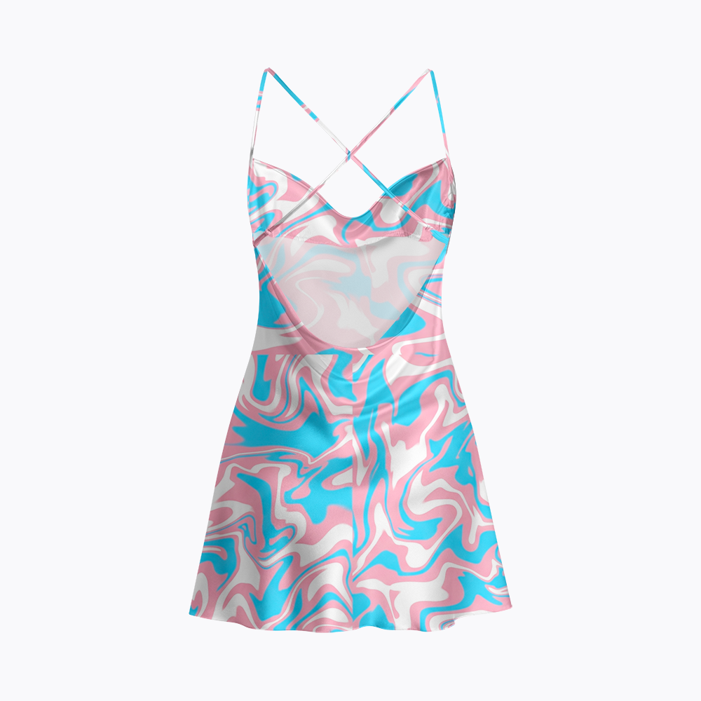 Trans Pride Flowy Summer Satin Cross Back Mini Dresses