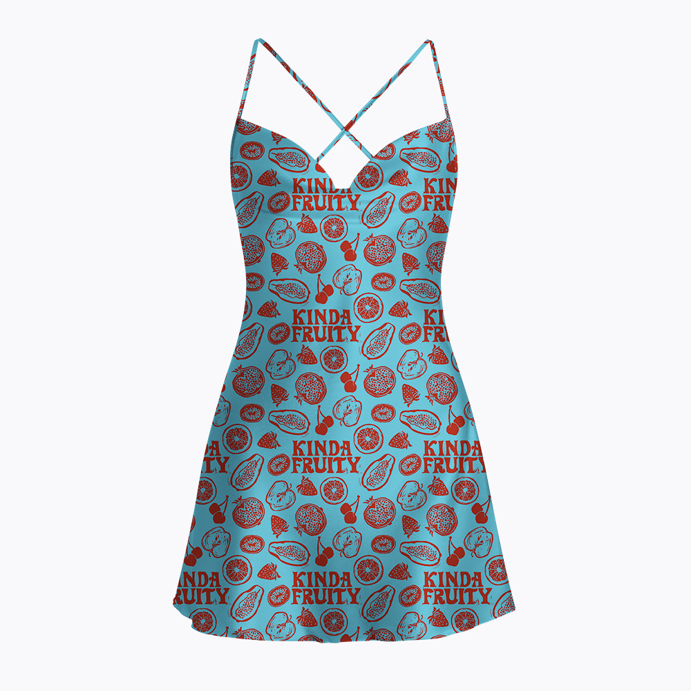 Kinda Fruity Satin Cross Back Mini Dresses
