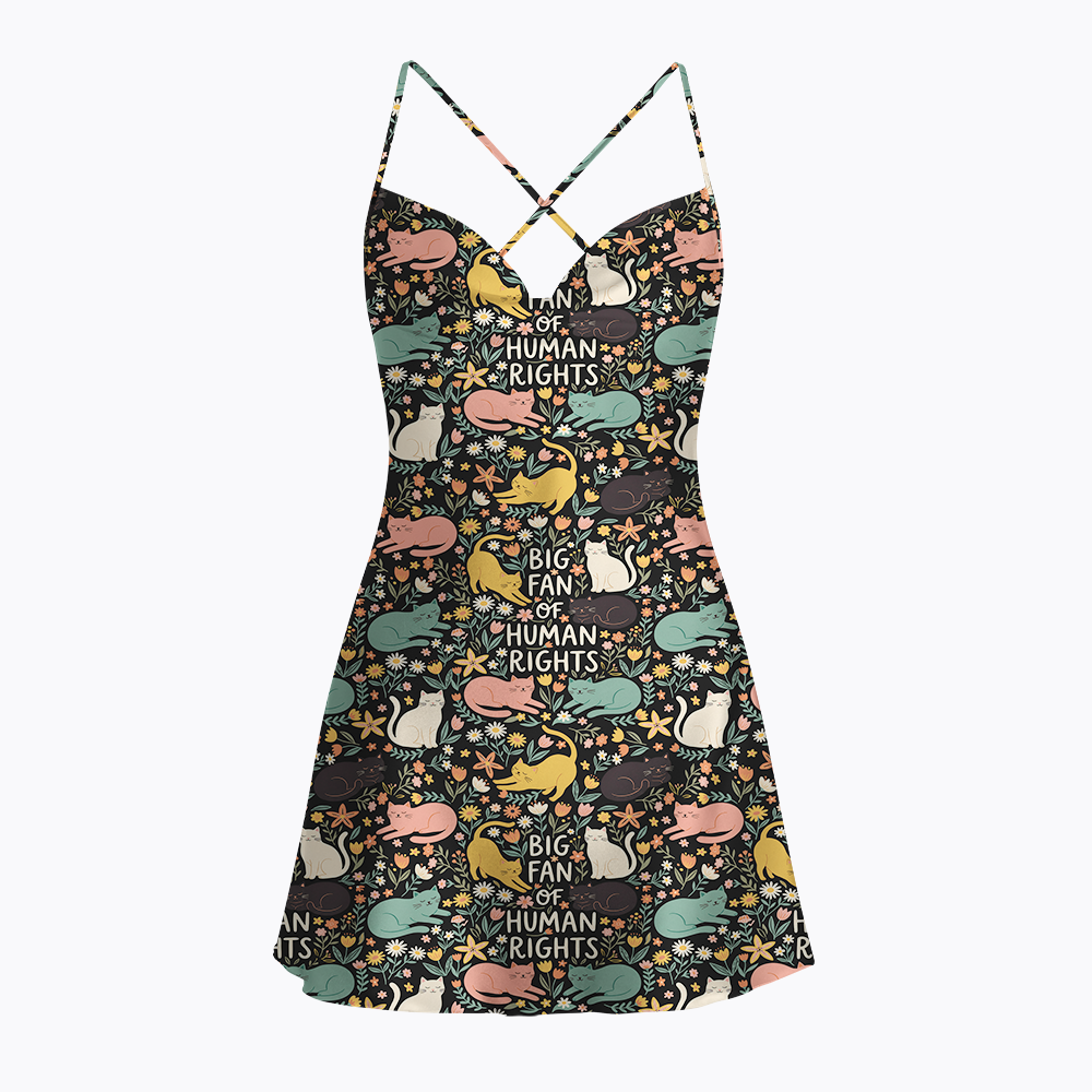 Big Fan of Human Rights Satin Cross Back Mini Dresses
