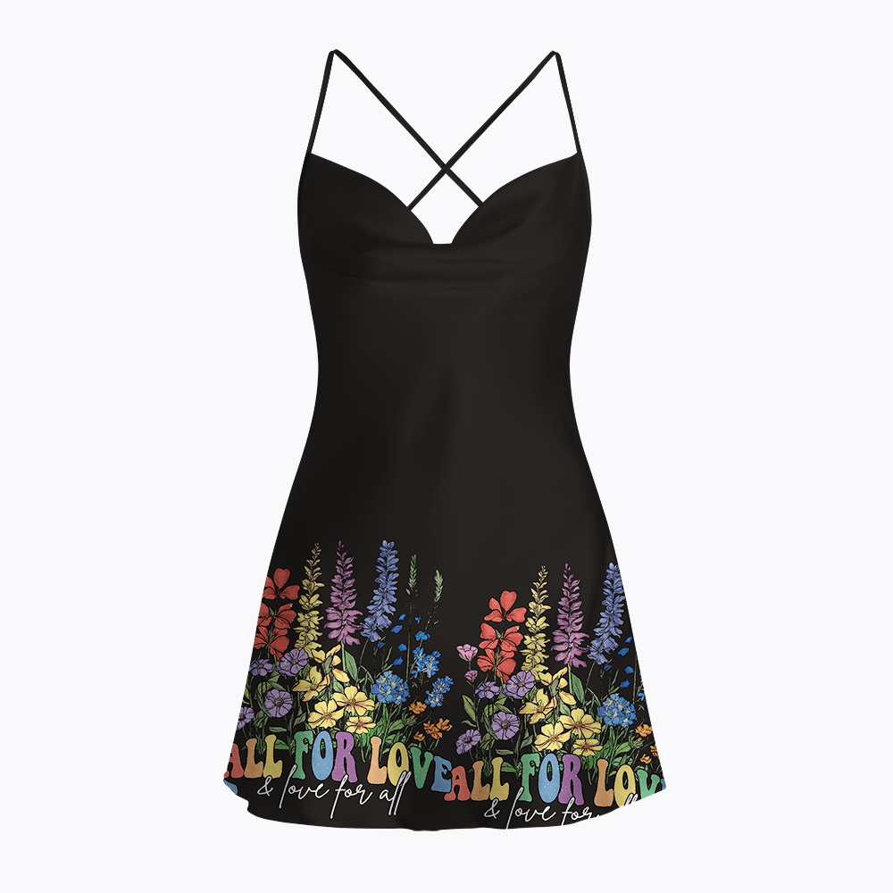 All For Love Pride Month Satin Cross Back Mini Dresses